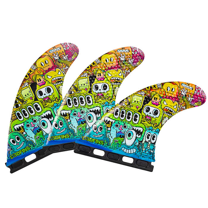 M Series Thruster Set - Wake Surfing Fins - Monsters (4.55 Inches)