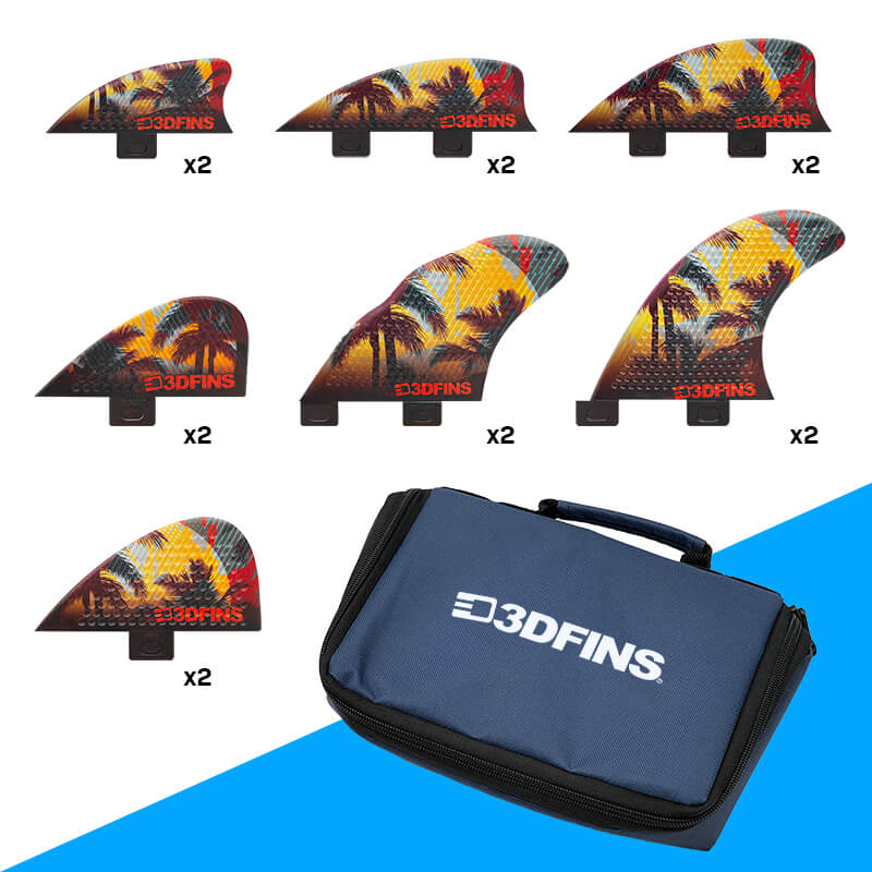 Wake_surf_fin_combo_multi_pack_7_sets_14_total_fins_tropical_Palm_trees